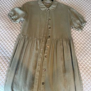 Long Khaki Linen Summer Dress. Zara. Size S-M